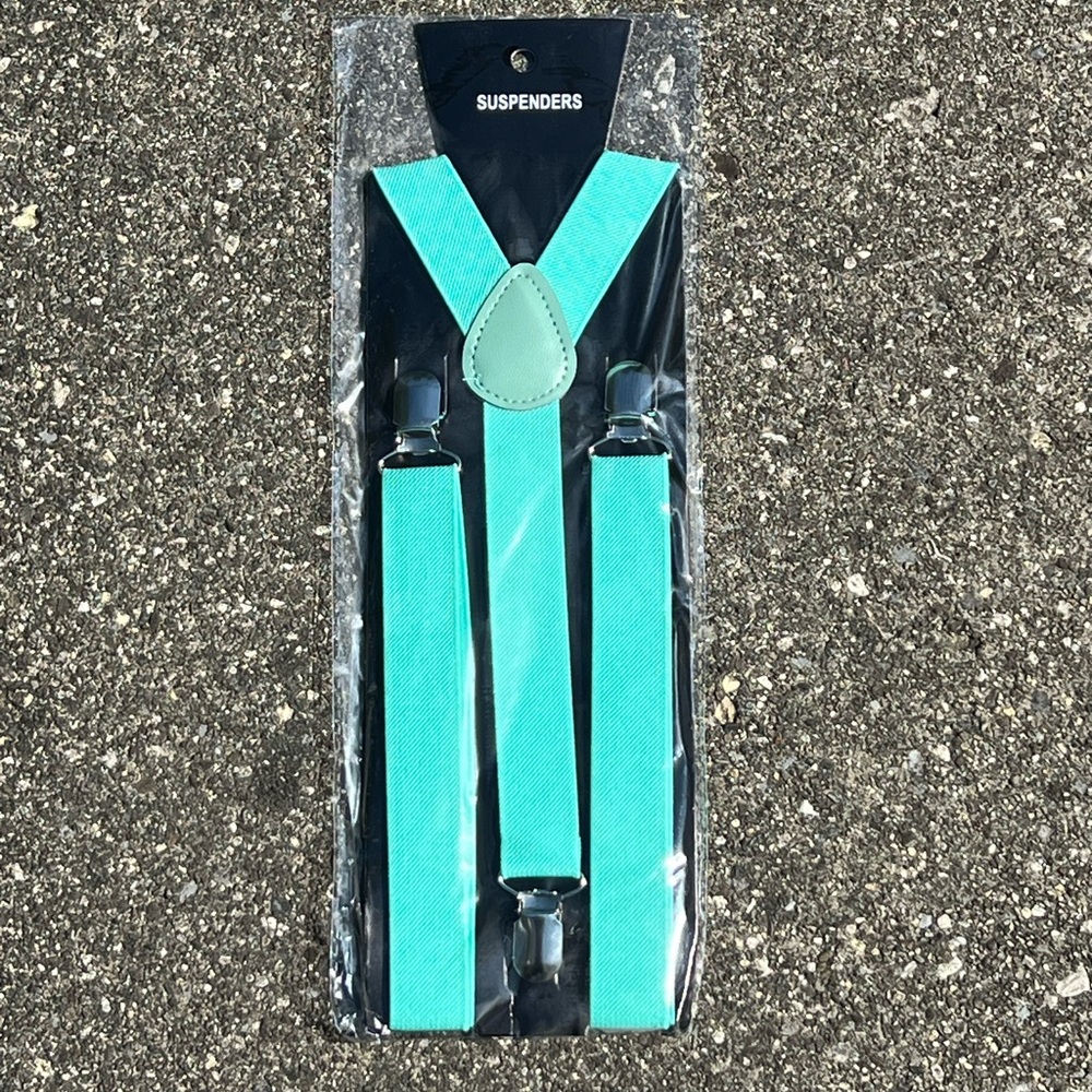 Seafoam green suspenders NWT
